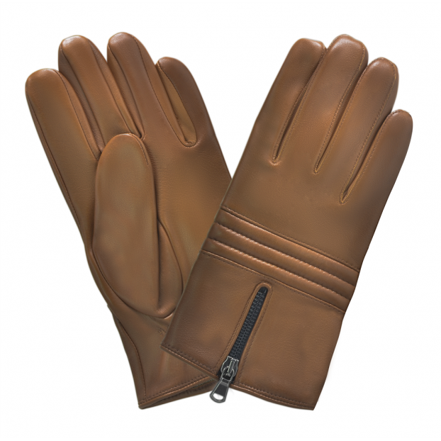 gant cuir zip au milieu - 3 bandes matelassées au milieu Cork